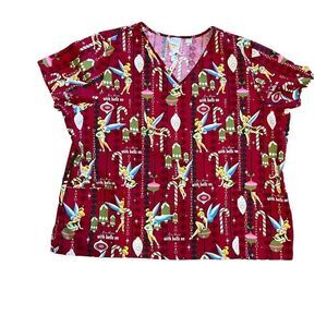 Disney Christmas Tinkerbell Scrub Shirt. Size 2XL. Great Condition!!